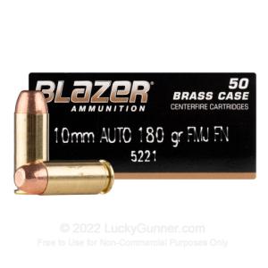 10mm Auto - 180 Grain FMJ - Blazer Brass - 1000 Rounds