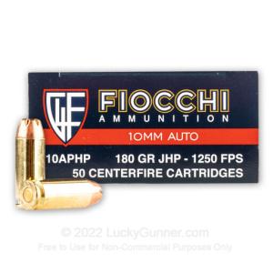 10mm Auto - 180 Grain JHP - Fiocchi - 500 Rounds 10APHP