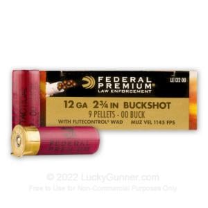 12 Gauge - 2-3/4" 00 Buck 9 Pellets - Federal Tactical LE with FliteControl Wad - 250 Rounds LE132 00