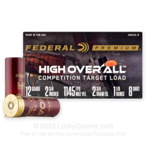 12 Gauge - 2-3/4" 1-1/8oz. #8 Shot - Federal High Over All - 250 Rounds HOA12L 8