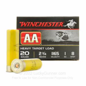 20 Gauge - 2-3/4" 1oz. #8 Shot - Winchester AA Heavy Target - 250 Rounds AAH208
