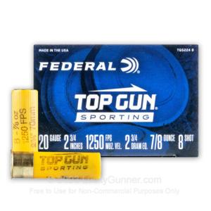 20 Gauge - 2-3/4" 7/8oz. #8 Shot - Federal Top Gun Sporting - 250 Rounds TGS224 8