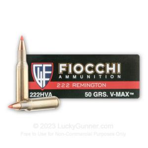 222 Rem - 50 Grain V-MAX - Fiocchi - 200 Rounds 222HVA
