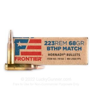 223 Rem - 68 Grain BTHP Match - Hornady Frontier - 500 Rounds FR160