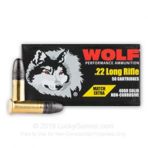 22 LR - 40 Grain RN - Wolf Match Extra - 500 Rounds 22XTRA