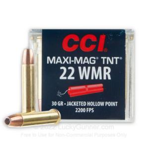 22 WMR - 30 Grain JHP - CCI Maxi-Mag TNT - 500 Rounds