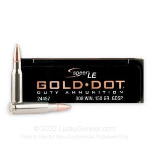308 - 150 Grain SP - Speer Gold Dot - 500 Rounds 24457