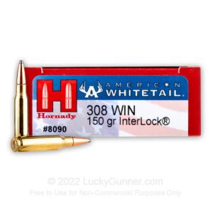 308 - 150 Grain SP Interlock - Hornady American Whitetail - 200 Rounds