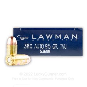 380 Auto - 95 Grain TMJ - Speer Lawman - 1000 Rounds 53608