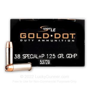 38 Special +P - 125 gr JHP - Speer Gold Dot - 1000 Rounds 53720