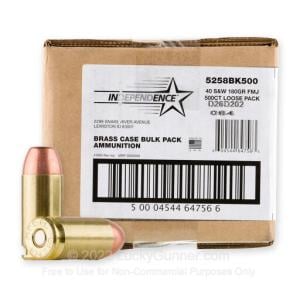 40 S&W - 180 Grain FMJ - Independence - 500 Rounds 5258BK500
