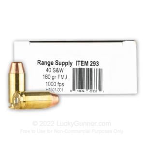 40 S&W - 180 Grain FMJ - Underwood Range Supply - 50 Rounds