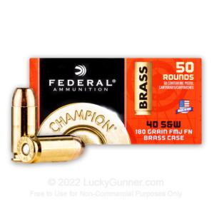 40 S&W - 180 Grain FMJ FN - Federal Champion - 1000 Rounds WM5223