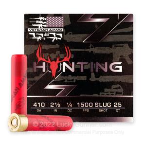 410 Bore - 2-1/2" 1/4oz. Slug - Veteran Ammo - 25 Rounds 410G-SLUG