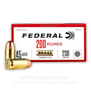 45 ACP - 230 Grain FMJ - Federal Champion - 1000 Rounds WM52332