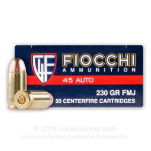 45 ACP - 230 gr FMJ - Fiocchi - 1000 Rounds