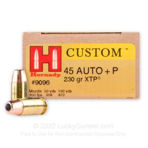45 ACP - 230 gr +P JHP - XTP - Hornady - 200 Rounds