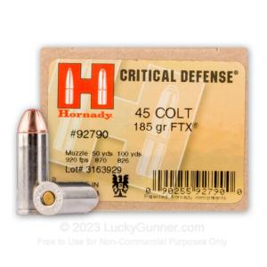 45 Long Colt - 185 Grain FTX - Hornady Critical Defense - 200 Rounds 92790