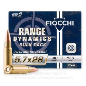 5.7x28mm - 40 Grain FMJ - Fiocchi - 450 Rounds 57FMJ40