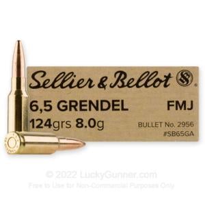 6.5 Grendel - 124 Grain FMJ - Sellier & Bellot - 600 Rounds SB65GA