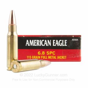 6.8mm SPC - 115 Grain FMJ - Federal American Eagle - 200 Rounds AE68A