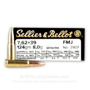 7.62x39 - 123 Grain FMJ - Sellier & Bellot - 600 Rounds SB76239A
