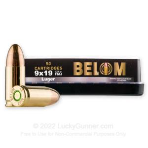 9mm - 124 Grain FMJ - Belom - 1000 Rounds 9MM 1000 Round Case