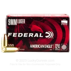 9mm - 124 Grain FMJ - Federal American Eagle - 500 Rounds AE9AP100