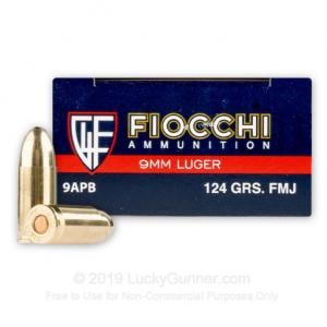 9mm - 124 Grain FMJ - Fiocchi - 1000 Rounds 9APB