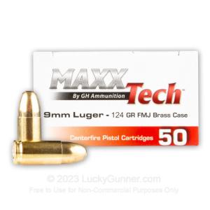 9mm - 124 Grain FMJ - MAXX Tech - 500 Rounds PTGB9124B