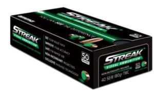 Ammo Inc STREAK .40 S&W 180 Grain TMC 50rds, Green - 40180TMC-STRK-GRN-50