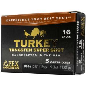 Apex Turkey TSS 16 Gauge 2 3/4 in 1 5/8 oz 9 Shot Shotgun Ammo, 5 Rounds, PT16-9 PT169
