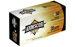 Armscor 38 Super 125 Grain Full Metal Jacket Centerfire Handgun Ammo