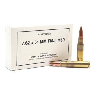 Armscor 7.62 NATO M80 Ball Ammunition 147 Grain FMJ 20 Round Box 2700 fps