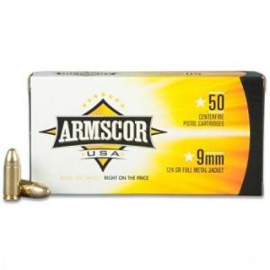 Armscor 9mm Luger 124 Grain Full Metal Jacket Centerfire Handgun Ammo