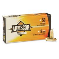 Armscor Precision 124gr FMJ 9mm Ammo, 50rds - 50041
