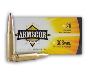 Armscor Rifle Ammunition .308 Win 147gr FMJ 2700 fps 20/ct