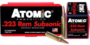 Atomic Ammunition .223 Remington Subsonic 77 Grain Full Metal Jacket Centerfire Rifle Ammo