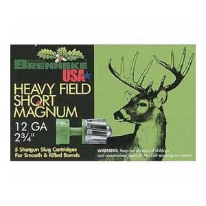 Brenneke USA Green Lightning Heavy Field Short Magnum Ammunition 12 Gauge 2-3/4" 1-1/4 oz Lead Rifled Slug Box of 5