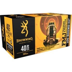 Browning FMJ .40 S&W 165 grain Full Metal Jacket Centerfire Pistol Ammo 100 Rounds B191800404