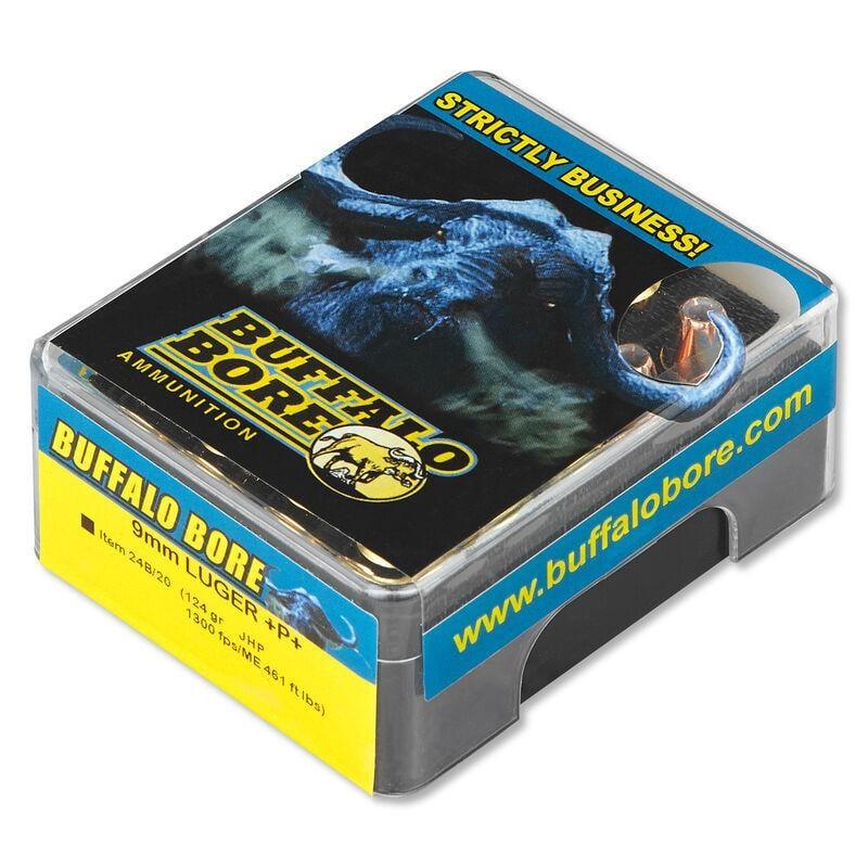 Buffalo Bore Ammunition 9mm Luger Ammunition Pistol 9mm Luger +P+ 124 Gr Jacketed Hollow Poin 24B/20