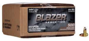 CCI 5200BK500 Blazer Brass 9mm Full Metal Jacket (FMJ) 500 Per Box/ 1 Cs 5200BK500