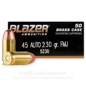 CCI Ammunition Blazer Brass Handgun Ammo .45 ACP 230 gr FMJ 1000/ct, CC5230BK CC5230BK