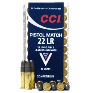 CCI Pistol Match .22LR Ammunition 5,000 Rounds LRN 40 Grain