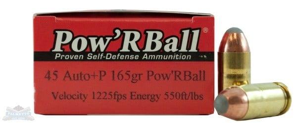 Cor-bon Glaser Pow'R Ball Handgun Ammo - .45 Automatic Colt Pistol - 165 Grain - 20 Rounds