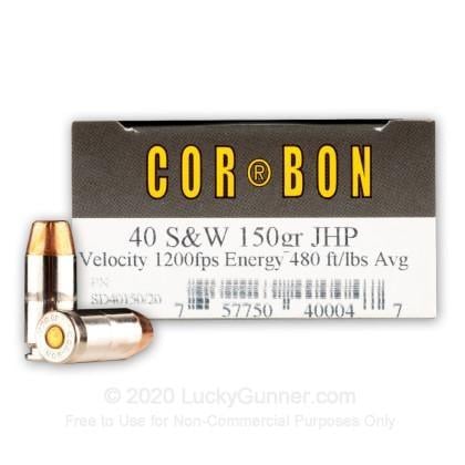 Cor-bon High Velocity, .40 S&W, JHP, 150 Grain, 20 Rounds