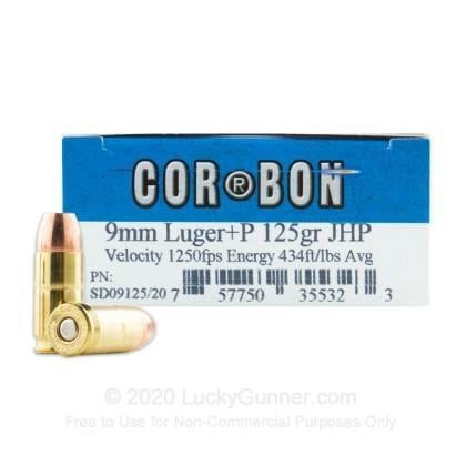 Cor-bon High Velocity, 9mm Luger+P, JHP, 125 Grain, 20 Rounds