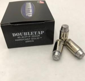Double Tap Hardcast Solid Handgun Ammunition .45 Auto(+P) 255gr SWC 875 fps 20/ct
