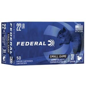Federal Game-Shok Ammunition 22 Long Rifle Hyper Velocity 31 Grain Plated Lead Hollow Point Box of 500 (10 Boxes of 50)