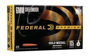 Federal Gold Medal Berger Hybrid Rifle Ammunition 6mm Creedmoor 105gr BTHP 3025 fps 20/ct